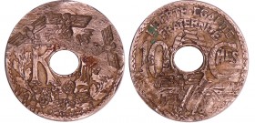 Troisième république (1871-1940) - 10 centimes Lindauer 1934 contremarquée
TB
Ga.286-F.138
Cupro-Nickel ; 3.79 gr ; 21 mm
Monnaie contremarquées d...