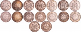 Troisième république (1871-1940) - 5 francs, lot de 8 monnaies en argent
1872 A, 1873 A (TTB+), 1873 K, 1874 A, 1874 K (SUP), 1875 A, 1875 A (SUP+), ...