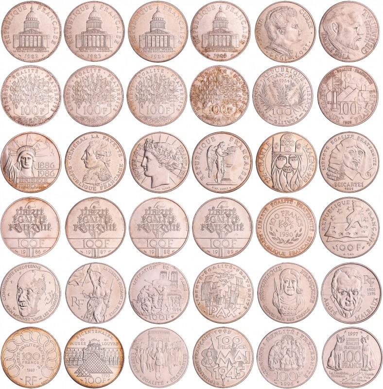 Cinquième république (1959- ) - 4 monnaies 100 francs Panthéon + 14 commémorativ...