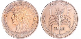 Guadeloupe - 1 franc 1921 
SUP+
Gad.148
Cu-Ni ; 4.41 gr ; 26 mm