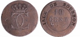 Réunion (Isle de Bourbon) - Charles X (1824-1830) - Piéfort en étain bronzé du 10 centimes - Non daté A (Paris)
TTB+
Lecompte.26a
Etain bronzé ; 6....