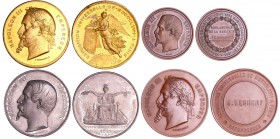 Napoléon III (1852-1870) - Lot de 4 médailles en bronze
SUP à SPL
Cu ; ;