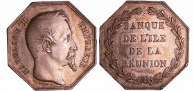 Napoléon III - Réunion (île de la) - Jeton de la Banque de l'île de la Réunion s.d. (1852-1860) Paris
SUP
Lecompte.29
Ar ; 17.28 gr ; 33 mm