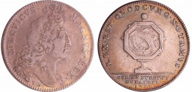 Jeton en argent - Louis XIV, Conseillers du roi et notaires 1700
TTB
Feu.3296-Lerouge.305
Ar ; 8.73 gr ; 30 mm
Tranche striée.