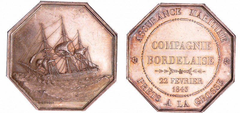 Jeton en argent - Assurance maritime, compagnie Bordelaise 1843
SPL
Gadoury.13...