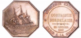 Jeton en argent - Assurance maritime, compagnie Bordelaise 1843
SPL
Gadoury.134
Ar ; 16.73 gr ; 32 mm
Différent : Abeille (1860-1880)