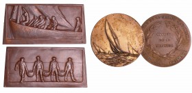 Lot de 2 médailles sur le thème de la mer
Plaquette en bronze, par Emile Monier 1936 ; Ministère de la marine, par Haffner et Fraisse
SUP
--
Br ; ...