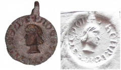 Cachet - Probablement d'époque médiévale
Tête d'homme à droite.
Br ; 8.42 gr ; 23 mm