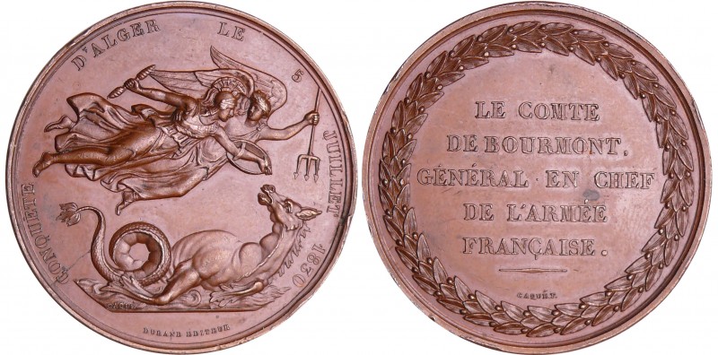 Algérie - Médaille - Conquête d'Alger, le comte de Bourmont, général, 1830 Paris...