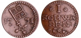Allemagne - Bremen, Stadt - Silberabschlag von den Stempeln des Schwaren 1731
SUP
Danziger.634
Cu ; 1.42 gr ; 17 mm