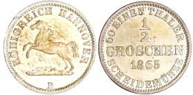 Allemagne - Hannover - Georg V (1851-1866) - 1/2 groschen 1865
SPL
AKS.151
Ar ; 1.15 gr ; 15 mm