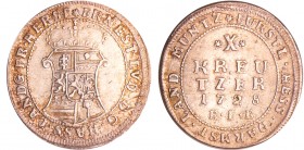 Allemagne - Hessen-Darmstadt - Ernst Ludwig (1678-1739) - 10 Kreuzer 1728 Darmstadt
SUP
Schütz.2893
Ar ; 2.64 gr ; 23 mm