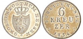 Allemagne - Hessen-Darmstadt - Ludwig II (1830-1848) - 6 kreuzer 1834
SPL
AKS.107
Bill ; 2.34 gr ; 20 mm