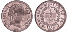 Allemagne - Westphalie - Jérome Napoléon - ½ frank 1808 J (Cassel), épreuve en étain
SPL
LMN.722
Etain ; 2.39 gr ; 18 mm