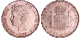 Espagne - Alfonso XIII (1874-1885) - 5 pesetas 1899 SG V
SPL
#KM.707
Ar ; 24.72 gr ; 37 mm