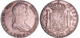 Pérou - Ferdinand VII () - 8 reales 1815 ME JP (Lima)
TTB+
#KM.117
Ar ; 26.42 gr ; 38 mm
