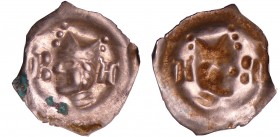 Suisse - Canton de Bâle - Evêché, Johann 1er de Châlon (1327-1335) - Pfennig
A/ Buste coiffé d'une mitre, sans annelet au-dessus, entre B-A
SPL
KMZ...