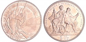 Suisse - Canton de Ticino - Monnaie de tir de Lugano, 5 francs 1883
SPL
Richter.1560
Ar ; 25.03 gr ; 37 mm
