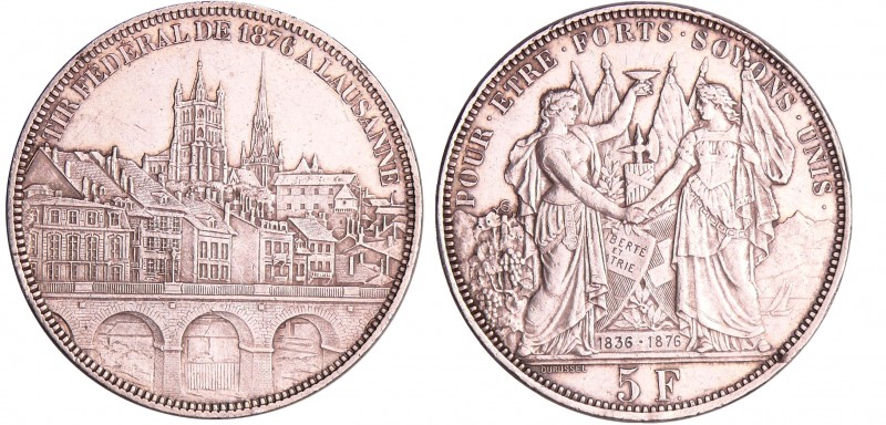 Suisse - Canton de Vaud - Monnaie de tir de Lausanne, 5 francs 1876
SUP+
Richt...