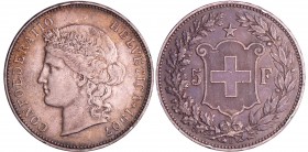 Suisse - Confédération suisse (1848 à nos jours) - 5 francs 1907 B (Berne)
TTB
KMZ.2-1198
Ar ; 24.98 gr ; 37 mm