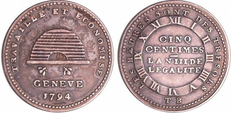 Suisse - Essai demi-décime à la Ruche 1794
RR TTB
HMZ 2-345a
Ar ; 3.16 gr ; 2...