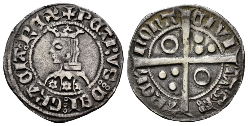The Crown of Aragon. Pedro III (1336-1387). Croat. Barcelona. (Cru-402). Ag. 3,6...