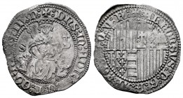 The Crown of Aragon. Alfonso I of Aragón (1162-1196). Carlino. (1442-1458). Naples. S. (Mir-54). Ag. 3,54 g. Slight surface rust. Choice VF. Est...140...