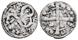 Kingdom of Castille and Leon. Alfonso IX (1188-1230). Dinero. (Bautista-223). (Abm-133.1). Ve. 0,83 g. Mint mark: 5-pointed star under the cross. VF/A...