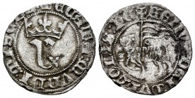 Kingdom of Castille and Leon. Juan I (1379-1390). Blanca del Agnus Dei. Sevilla. (Bautista-730). Anv.: + AGNVS : DEI : QVITOLIS : PE. Rev.: + CATA : M...