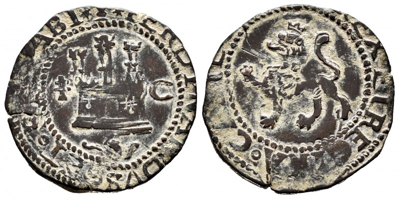 Catholic Kings (1474-1504). 2 maravedis. Cuenca. (Cal-89). (Rs-365). Ae. 4,03 g....