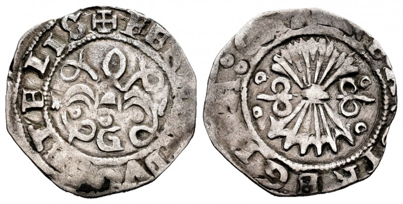Catholic Kings (1474-1504). 1/2 real. Granada. (Cal-227). Ag. 1,64 g. Mintmark L...