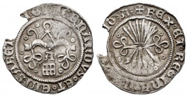 Catholic Kings (1474-1504). 1/2 real. Segovia. A. (Cal-250). Ae. 1,58 g. Aqueduct and Gothic A. Light planchet break. Choice VF. Est...100,00. 


S...