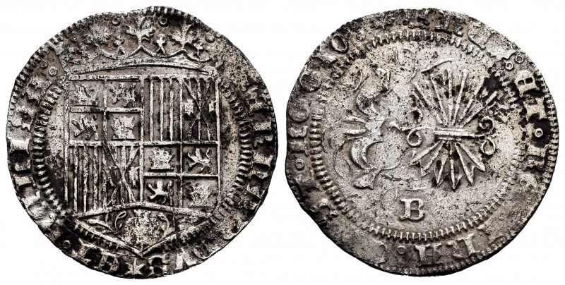 Catholic Kings (1474-1504). 1 real. Burgos. (Cal-312). Ag. 3,19 g. Parsley leaf ...