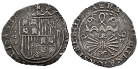 Catholic Kings (1474-1504). 2 reales. Granada. R. (Cal-498). Ag. 6,60 g. Shield between G and II, flanked by roundels. Almost VF/VF. Est...80,00. 

...