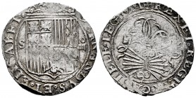 Catholic Kings (1474-1504). 4 reales. Sevilla. (Cal-564). Ag. 13,81 g. Shield between S - IIII. "Square d" assayer on reverse. Choice VF. Est...180,00...