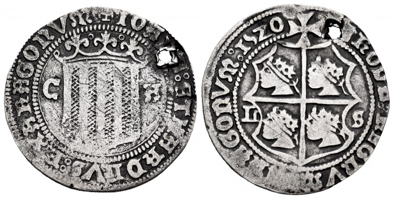 Charles-Joanna (1504-1555). 1 real. 1520. Zaragoza. L-S. (Cal-83). (Cru C.G-4234...