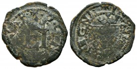 Philip II (1556-1598). 4 cornados. Pamplona. (Cal-72). (Ros-4.5.24). Ae. 4,48 g. Some authors wrongly attribute this coinage to Felipe IV. Rare. Choic...