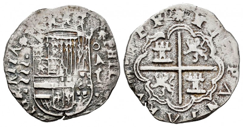 Philip II (1556-1598). 1 real. Valladolid. A. (Cal-296). Ag. 3,32 g. Jirones fla...