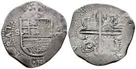 Philip II (1556-1598). 8 reales. Sevilla. (Cal-720 var). Ag. 26,64 g. "Square d" assayer on reverse. Almost VF. Est...220,00. 


SPANISH DESCRIPTIO...