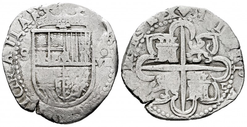 Philip II (1556-1598). 8 reales. Sevilla. (Cal-720 var). Ag. 27,36 g. "Square d"...