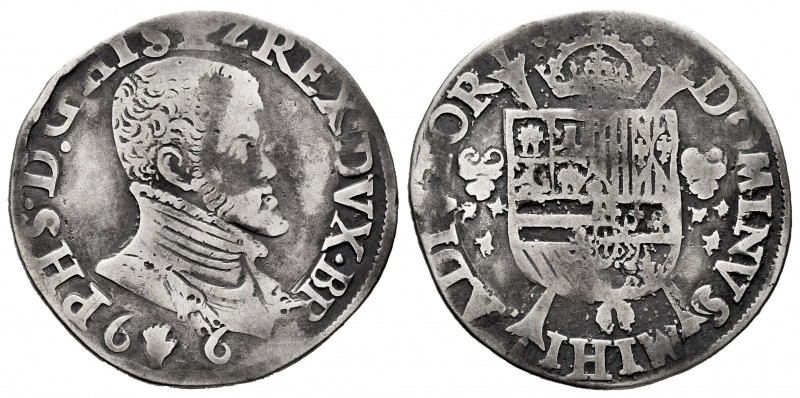 Philip II (1556-1598). 1/5 escudo. 1566. Antwerpen. (Vti-855). Ag. 6,45 g. Choic...