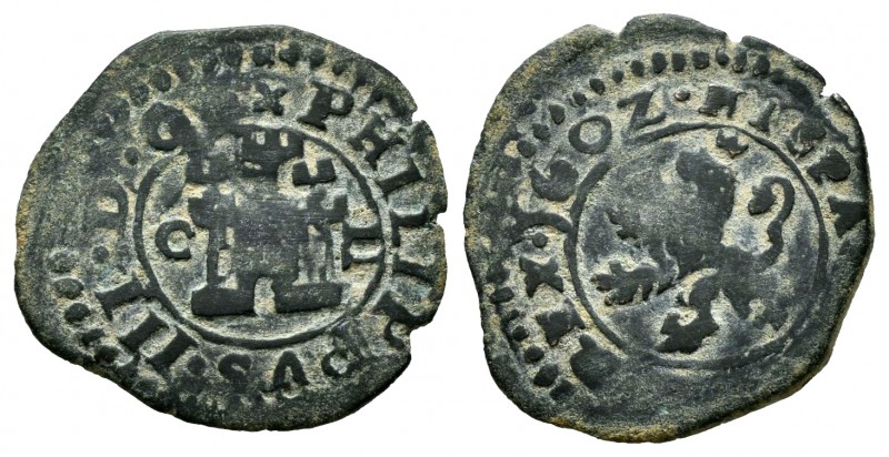 Philip III (1598-1621). 2 maravedis. 1602. Cuenca. (Cal-155). Ae. 1,56 g. Almost...