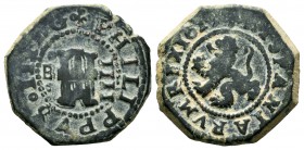 Philip III (1598-1621). 4 maravedis. 1619. Burgos. (Cal-218). (Jarabo-Sanahuja-D28). Ae. 2,50 g. Full legends. Scarce in this grade. Choice VF. Est......