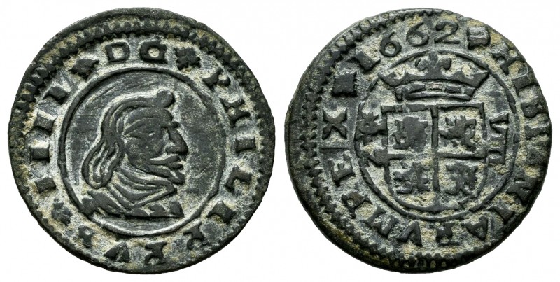 Philip IV (1621-1665). 8 maravedis. 1662. Granada. N. (Cal-341). Ae. 2,56 g. Cho...