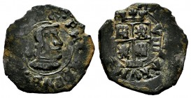Philip IV (1621-1665). 8 maravedis. (1661). Valladolid. M. (Cal-436 var). (Jarabo-Sanahuja-M834 var). Ae. 1,71 g. Hammered. Very rare. Choice F/Almost...