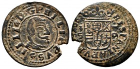 Philip IV (1621-1665). 16 maravedis. 1663. Córdoba. S. (Cal-442 var). Ae. 3,97 g. Curious contemporary counterfeit of good art, omitting the C and imi...