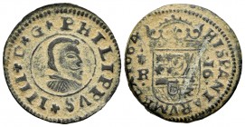 Philip IV (1621-1665). 16 maravedis. 1664. Coruña. R. (Cal-455). Ae. 4,27 g. Scallop on the left. Choice VF/VF. Est...25,00. 


SPANISH DESCRIPTION...