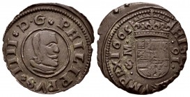 Philip IV (1621-1665). 16 maravedis. 1662. Madrid. S. (Cal-471). Ae. 3,83 g. Inverted digit 2 in the date. Rare. Choice VF. Est...100,00. 


SPANIS...