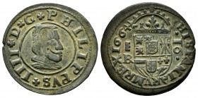 Philip IV (1621-1665). 16 maravedis. 1664. Segovia. BR. (Cal-491). Ae. 4,35 g. Choice VF. Est...50,00. 


SPANISH DESCRIPTION: Felipe IV (1621-1665...