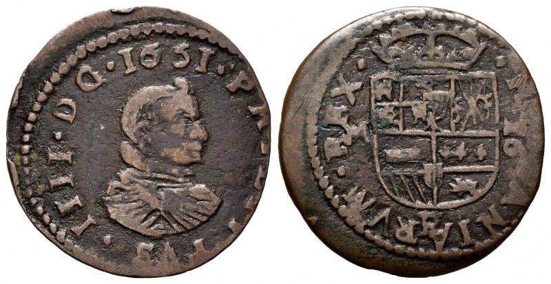 Philip IV (1621-1665). 16 maravedis. 1661. Trujillo. M. (Cal-502). Ae. 3,67 g. R...